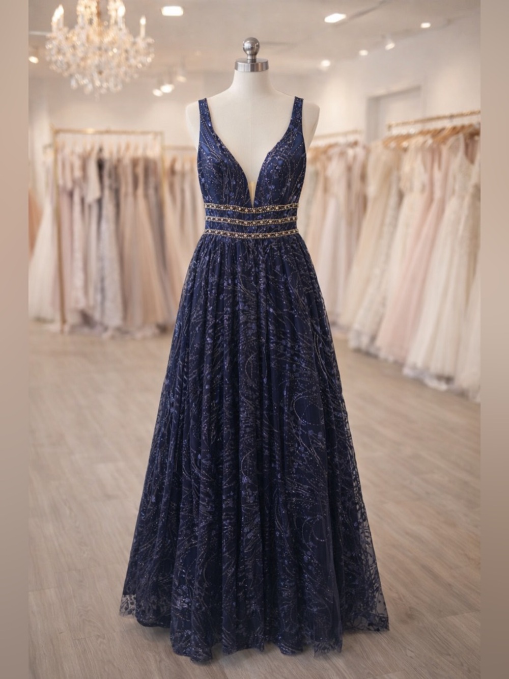 Coya Collection Navy Blue Embellished Formal Dress – XL